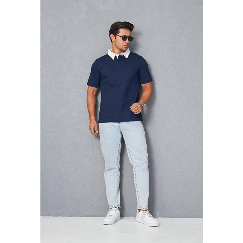 Navy Double Placket Regular Fit Polo | Montivo Pakistan