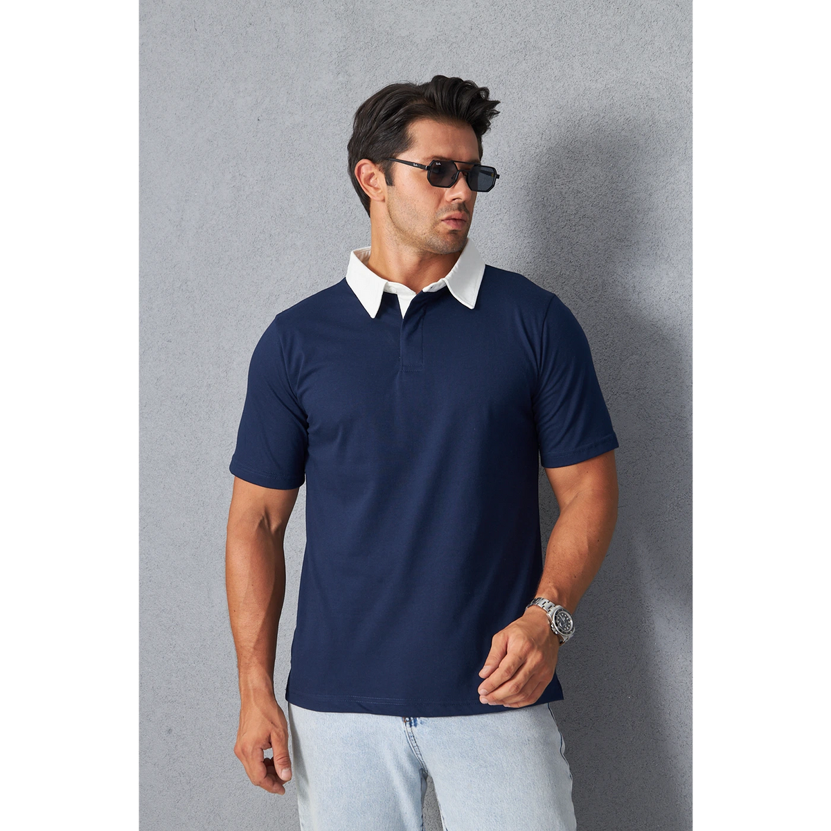 Navy Double Placket Regular Fit Polo | Montivo Pakistan