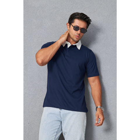 Navy Double Placket Regular Fit Polo | Montivo Pakistan