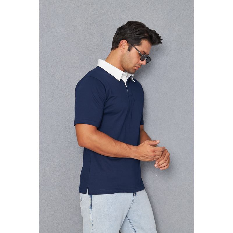 Navy Double Placket Regular Fit Polo | Montivo Pakistan