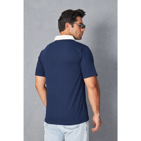 Navy Double Placket Regular Fit Polo | Montivo Pakistan