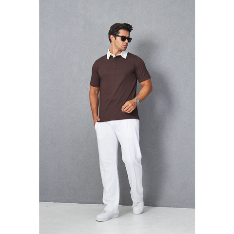Brown Double Placket Regular Fit Polo | Montivo Pakistan