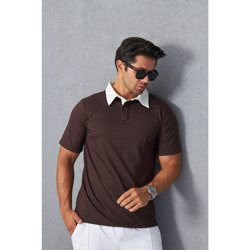 Brown Double Placket Regular Fit Polo | Montivo Pakistan