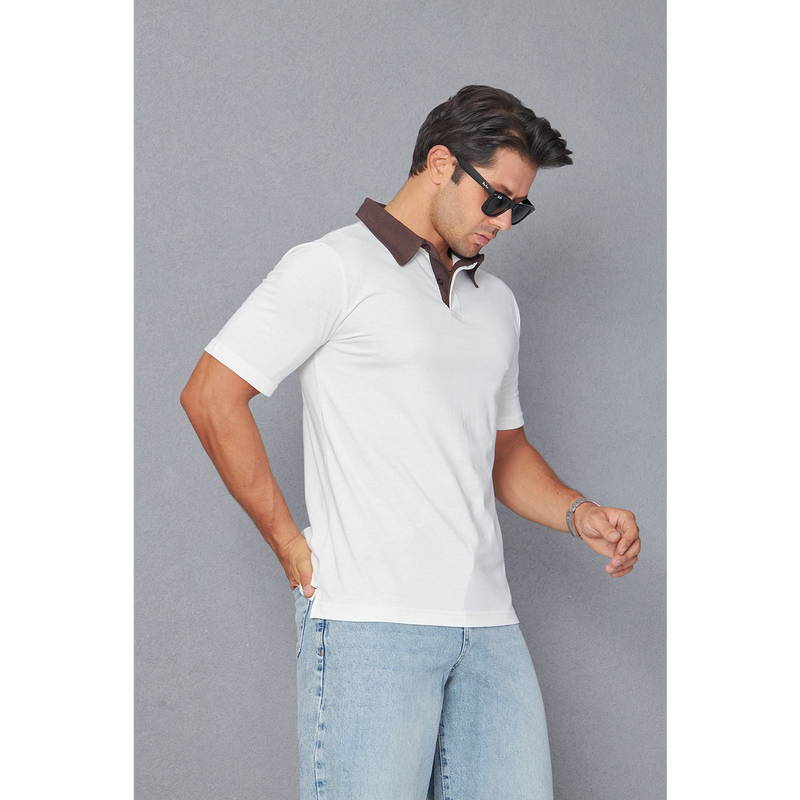 White Double Placket Regular Fit Polo | Montivo Pakistan