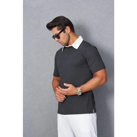 Steel Grey Double Placket Regular Fit Polo | Montivo Pakistan
