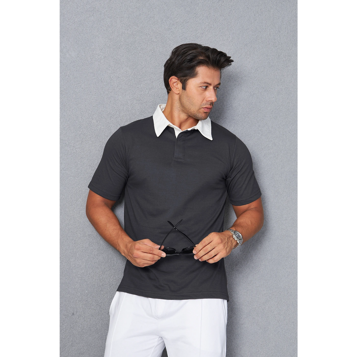 Steel Grey Double Placket Regular Fit Polo | Montivo Pakistan