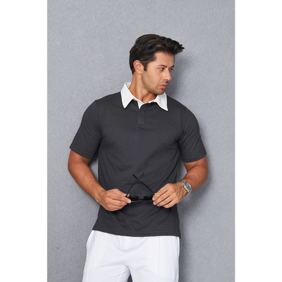 Steel Grey Double Placket Regular Fit Polo | Montivo Pakistan