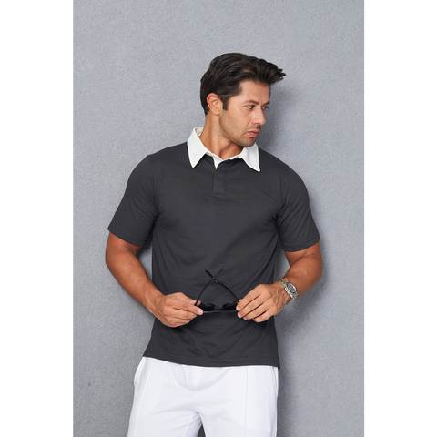 Steel Grey Double Placket Regular Fit Polo | Montivo Pakistan