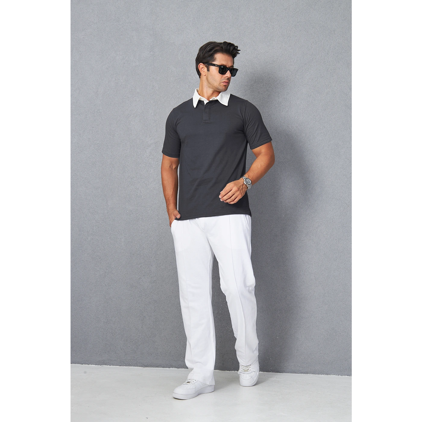Steel Grey Double Placket Regular Fit Polo | Montivo Pakistan