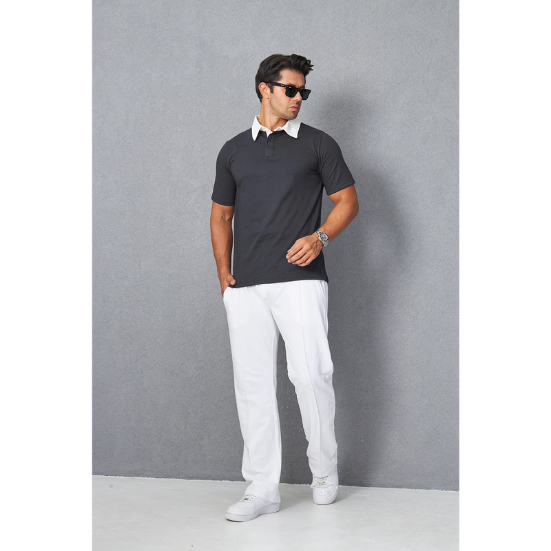 Steel Grey Double Placket Regular Fit Polo | Montivo Pakistan
