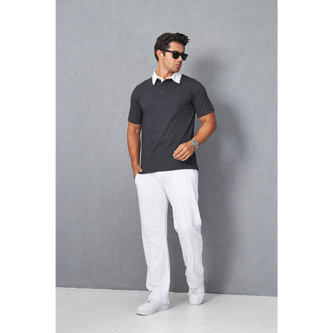 Steel Grey Double Placket Regular Fit Polo | Montivo Pakistan