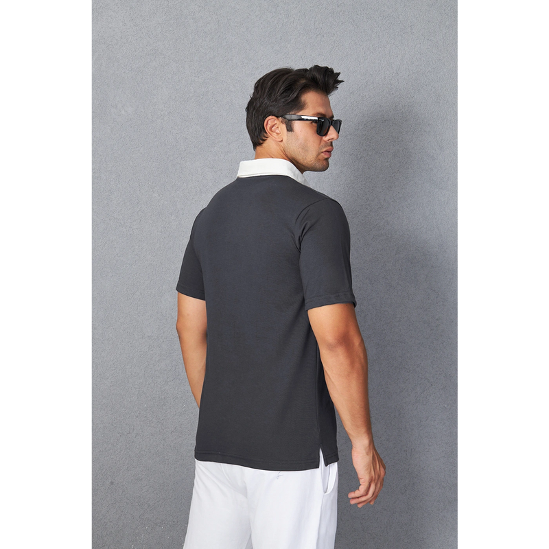Steel Grey Double Placket Regular Fit Polo | Montivo Pakistan