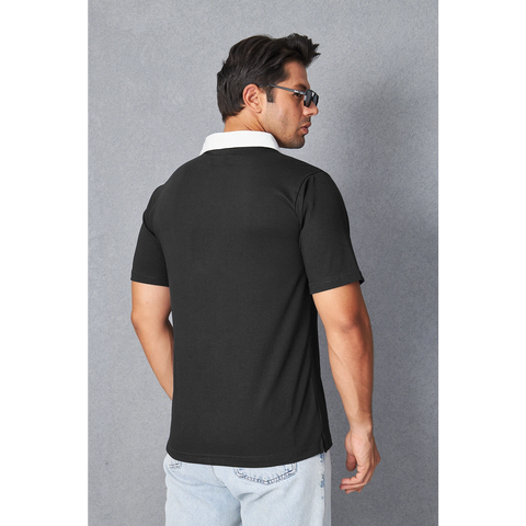 Black Double Placket Regular Fit Polo | Montivo Pakistan