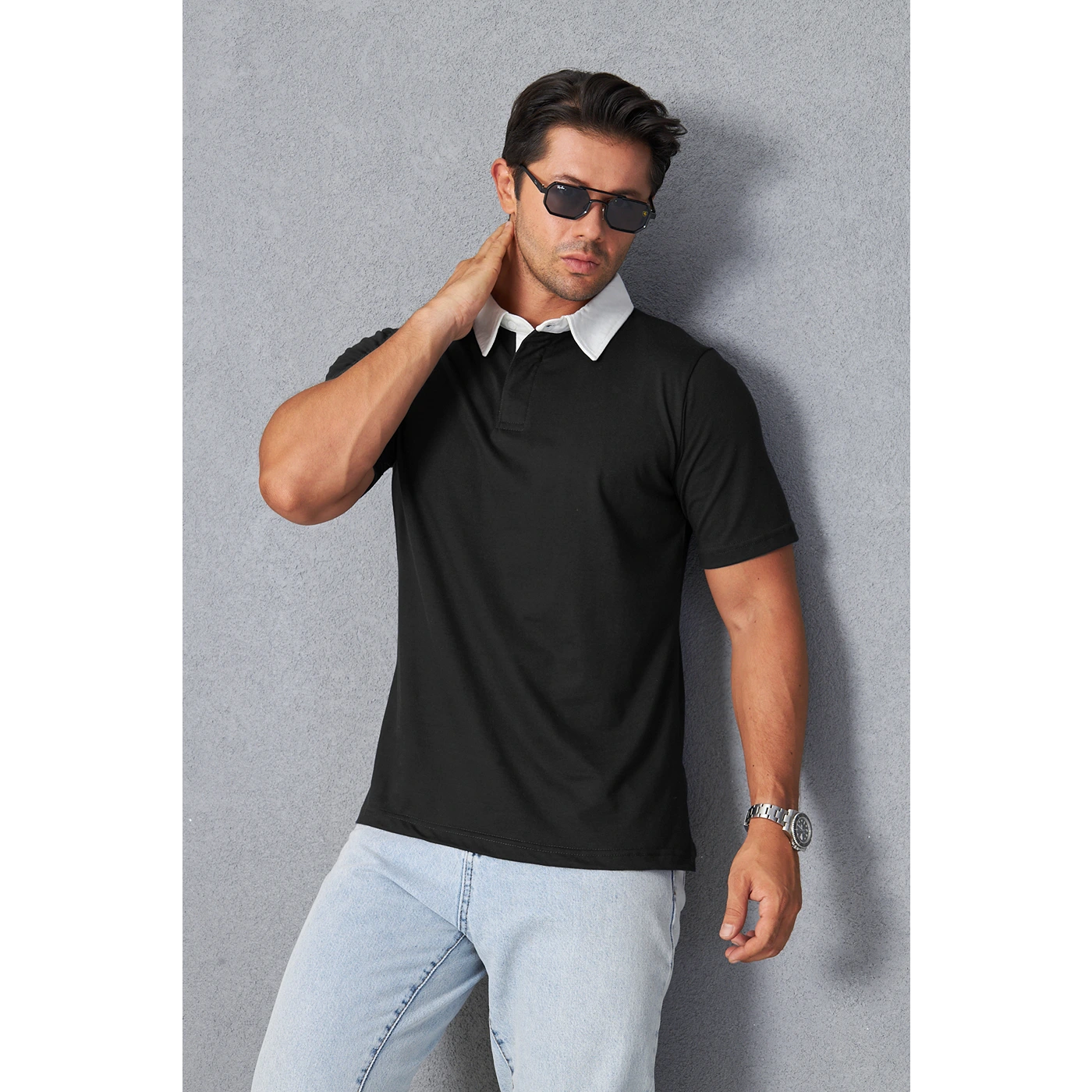 Black Double Placket Regular Fit Polo | Montivo Pakistan