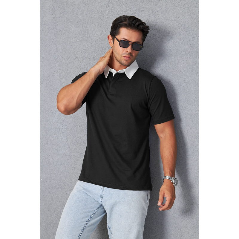 Black Double Placket Regular Fit Polo | Montivo Pakistan