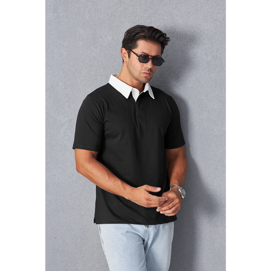 Black Double Placket Regular Fit Polo | Montivo Pakistan
