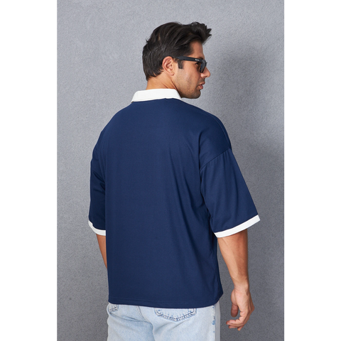 Navy Manhattan Unisex Oversized Polo | Montivo Pakistan