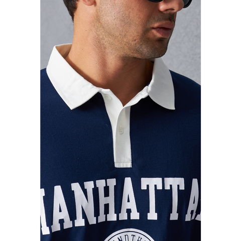 Navy Manhattan Unisex Oversized Polo | Montivo Pakistan