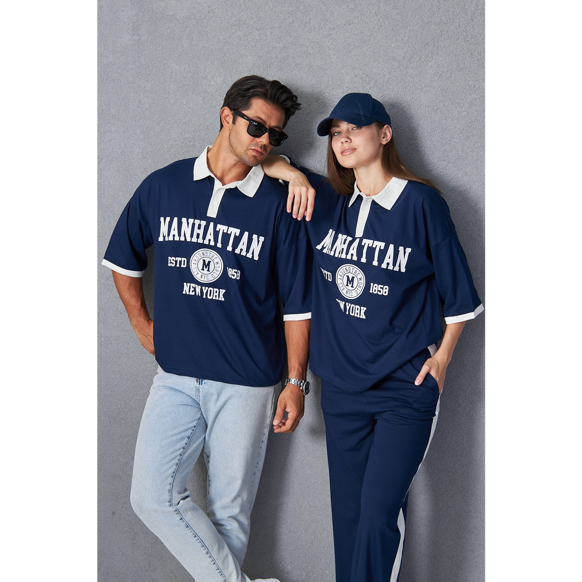 Navy Manhattan Unisex Oversized Polo | Montivo Pakistan