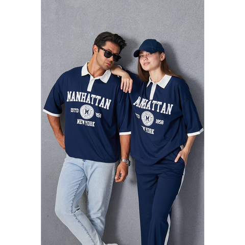 Navy Manhattan Unisex Oversized Polo | Montivo Pakistan
