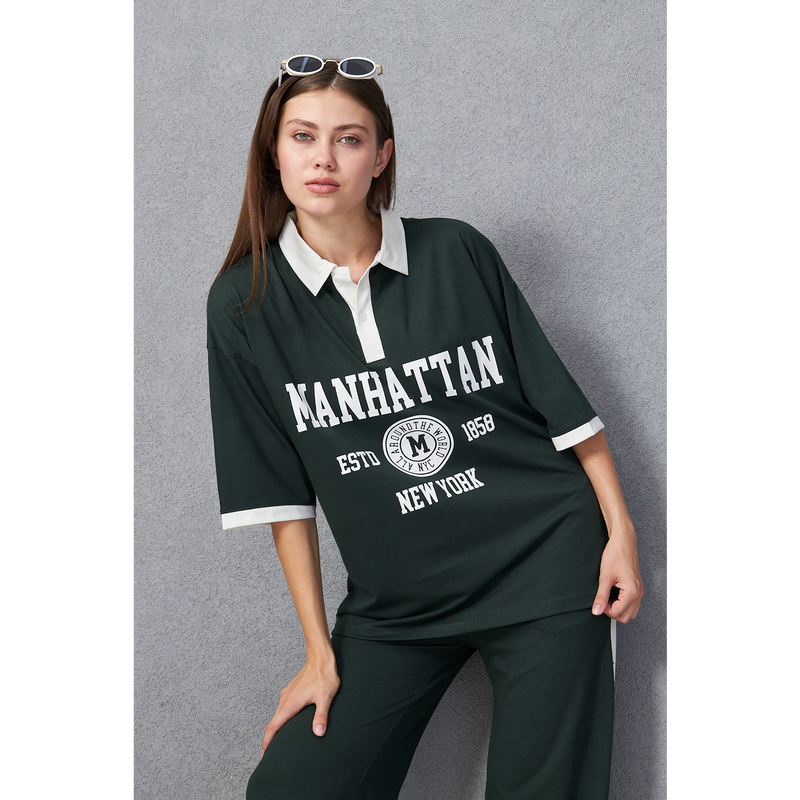 Green Manhattan Unisex Oversized Polo | Montivo Pakistan
