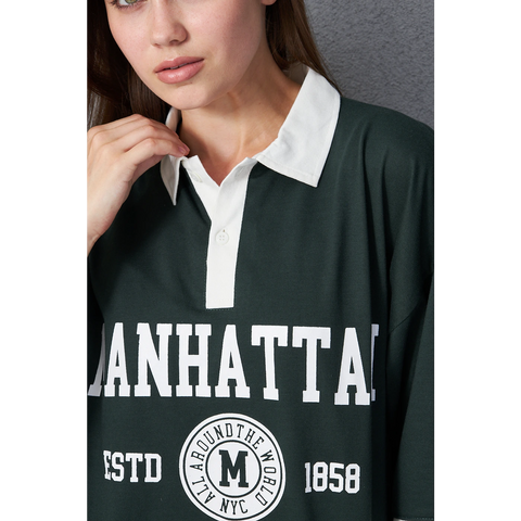 Green Manhattan Unisex Oversized Polo | Montivo Pakistan