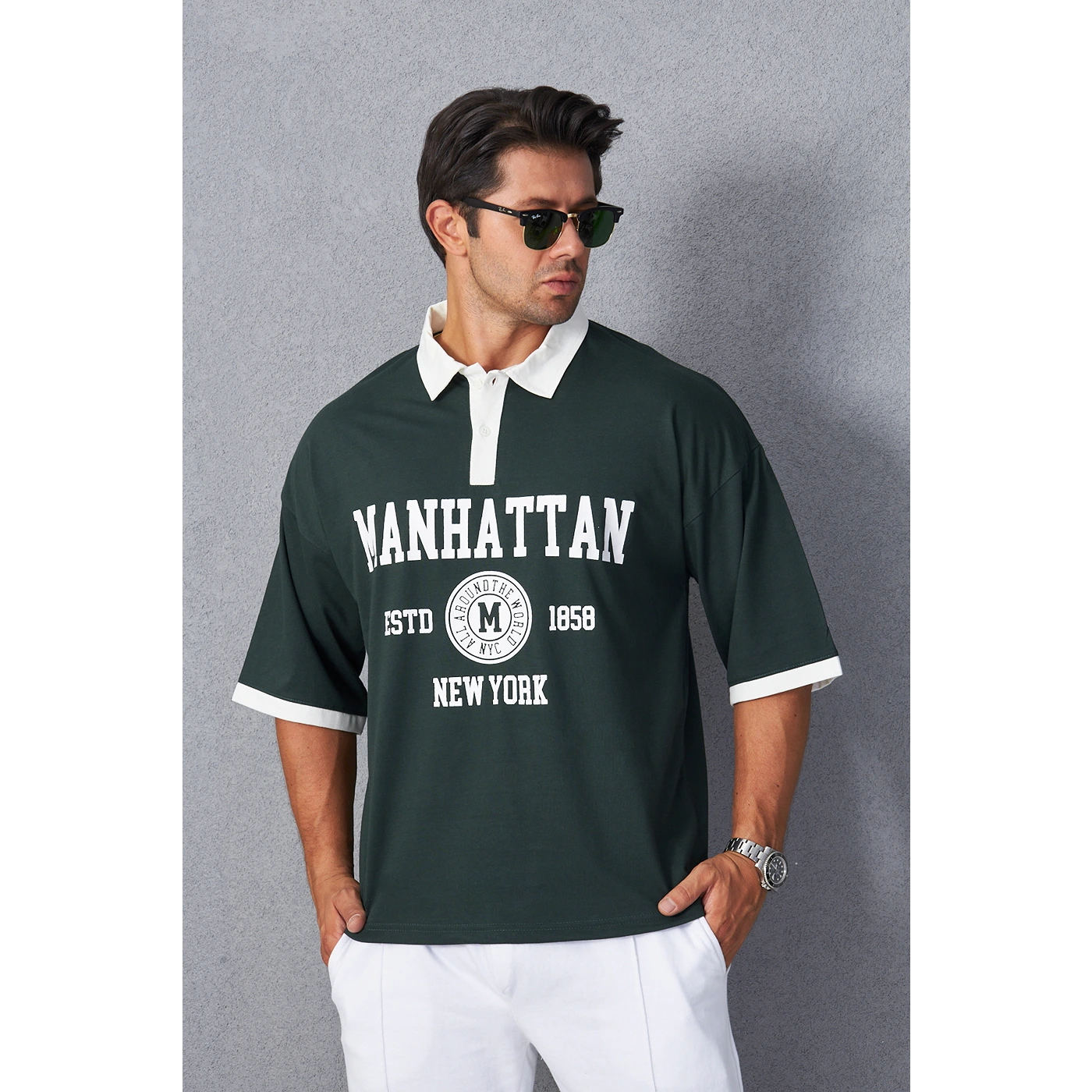Green Manhattan Unisex Oversized Polo | Montivo Pakistan