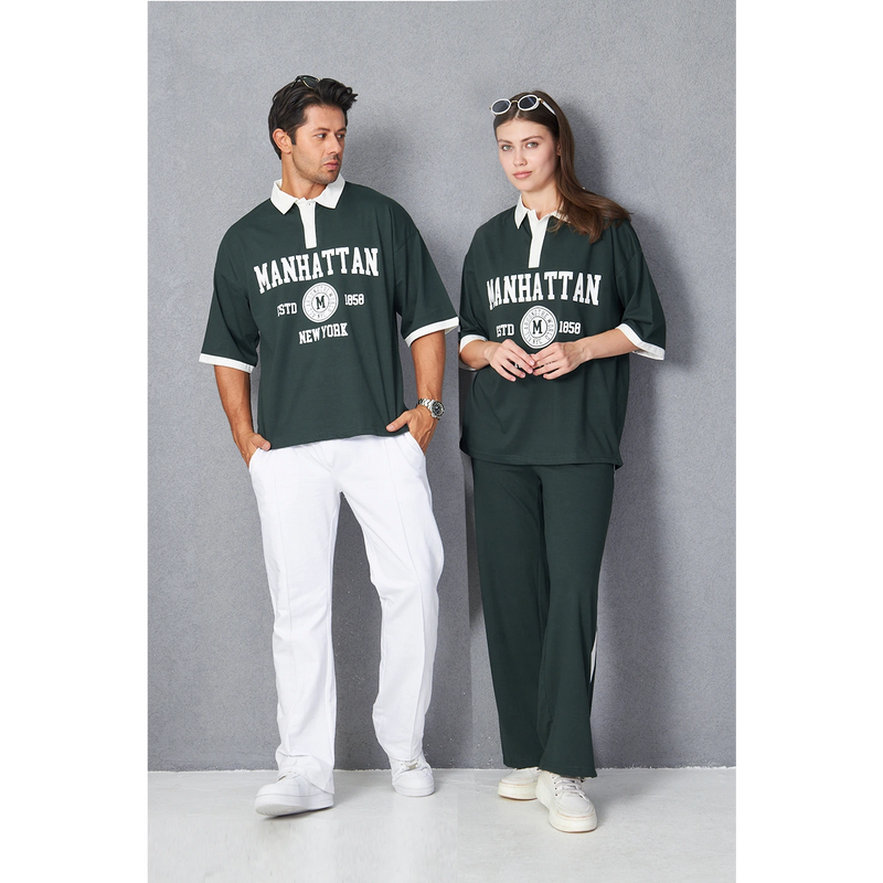 Green Manhattan Unisex Oversized Polo | Montivo Pakistan