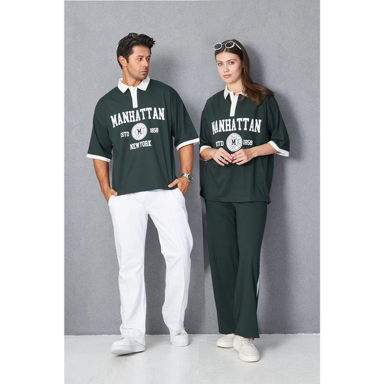 Green Manhattan Unisex Oversized Polo | Montivo Pakistan