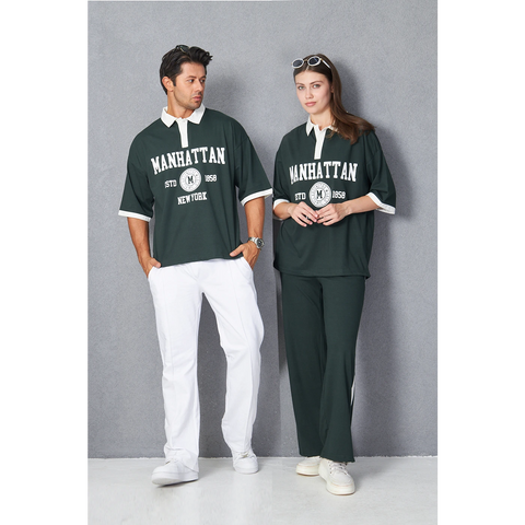 Green Manhattan Unisex Oversized Polo | Montivo Pakistan