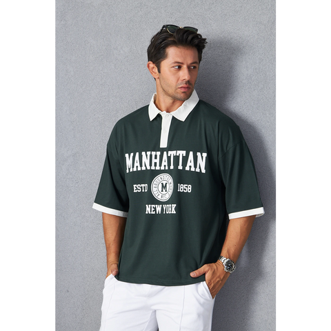 Green Manhattan Unisex Oversized Polo | Montivo Pakistan