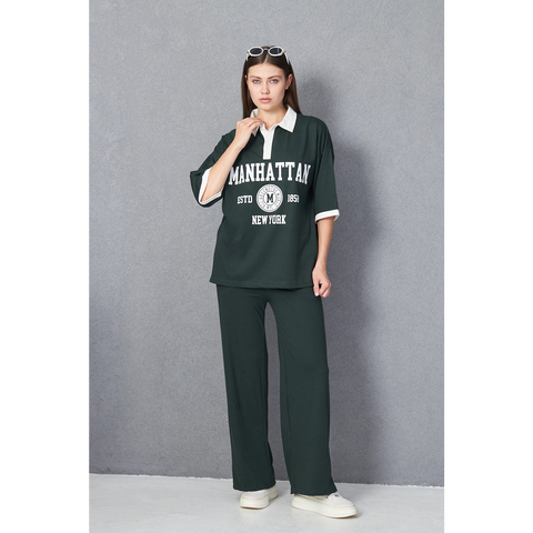 Green Manhattan Unisex Oversized Polo | Montivo Pakistan
