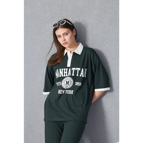 Green Manhattan Unisex Oversized Polo | Montivo Pakistan