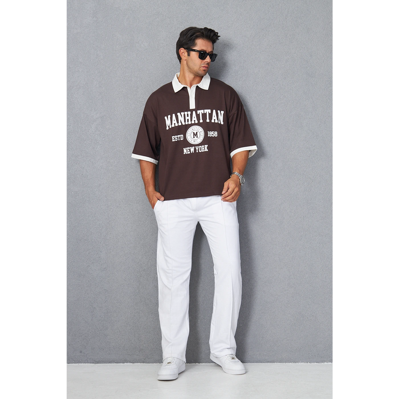 Brown Manhattan Unisex Oversized Polo | Montivo Pakistan