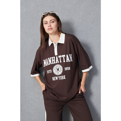 Brown Manhattan Unisex Oversized Polo | Montivo Pakistan