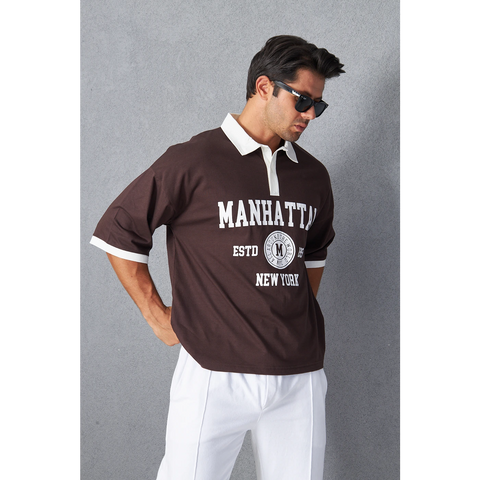 Brown Manhattan Unisex Oversized Polo | Montivo Pakistan