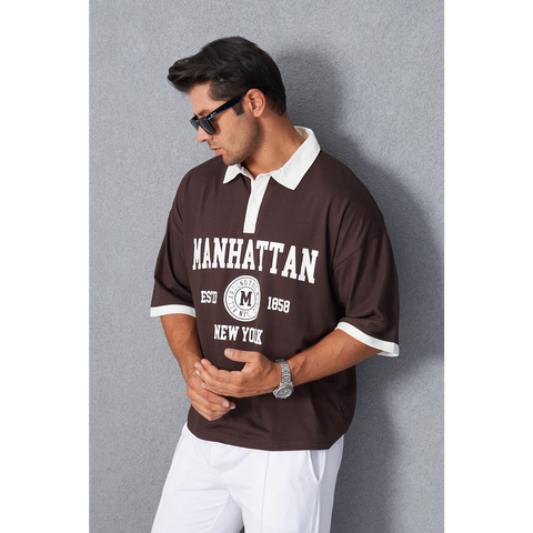 Brown Manhattan Unisex Oversized Polo | Montivo Pakistan