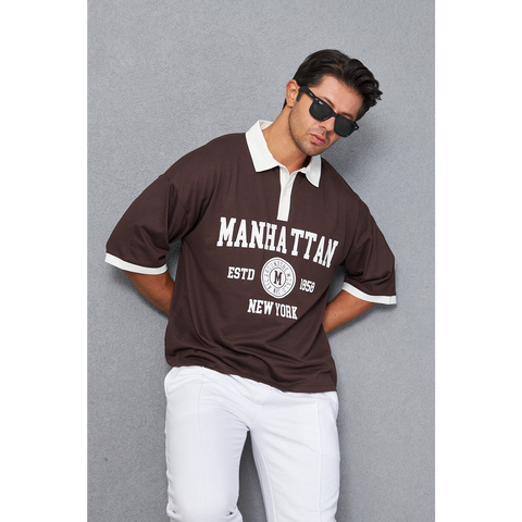 Brown Manhattan Unisex Oversized Polo | Montivo Pakistan