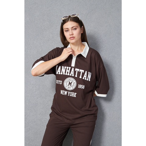 Brown Manhattan Unisex Oversized Polo | Montivo Pakistan