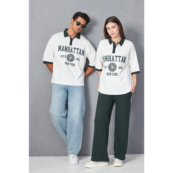 White Manhattan Unisex Oversized Polo | Montivo Pakistan