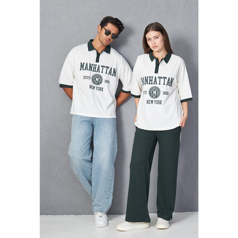 White Manhattan Unisex Oversized Polo | Montivo Pakistan