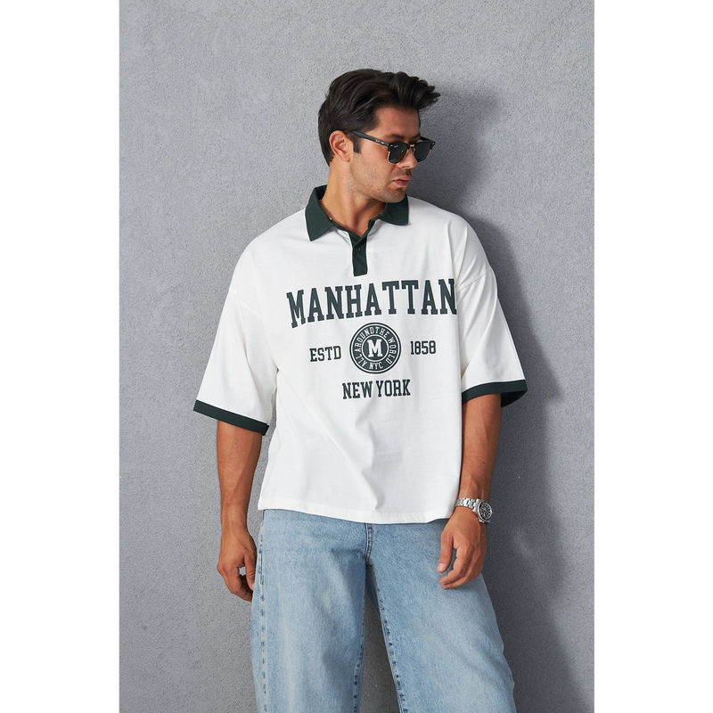 White Manhattan Unisex Oversized Polo | Montivo Pakistan