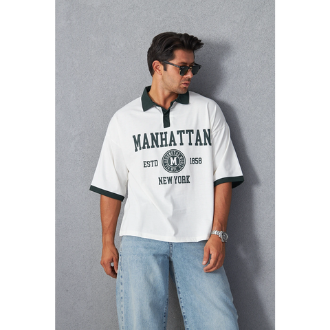 White Manhattan Unisex Oversized Polo | Montivo Pakistan