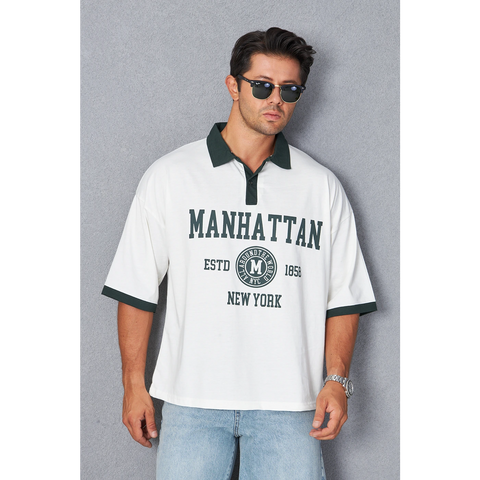 White Manhattan Unisex Oversized Polo | Montivo Pakistan
