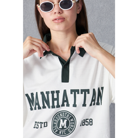 White Manhattan Unisex Oversized Polo | Montivo Pakistan