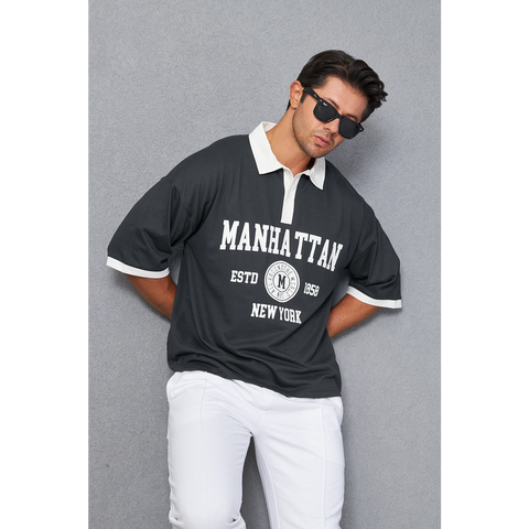Steel Grey Manhattan Unisex Oversized Polo | Montivo Pakistan