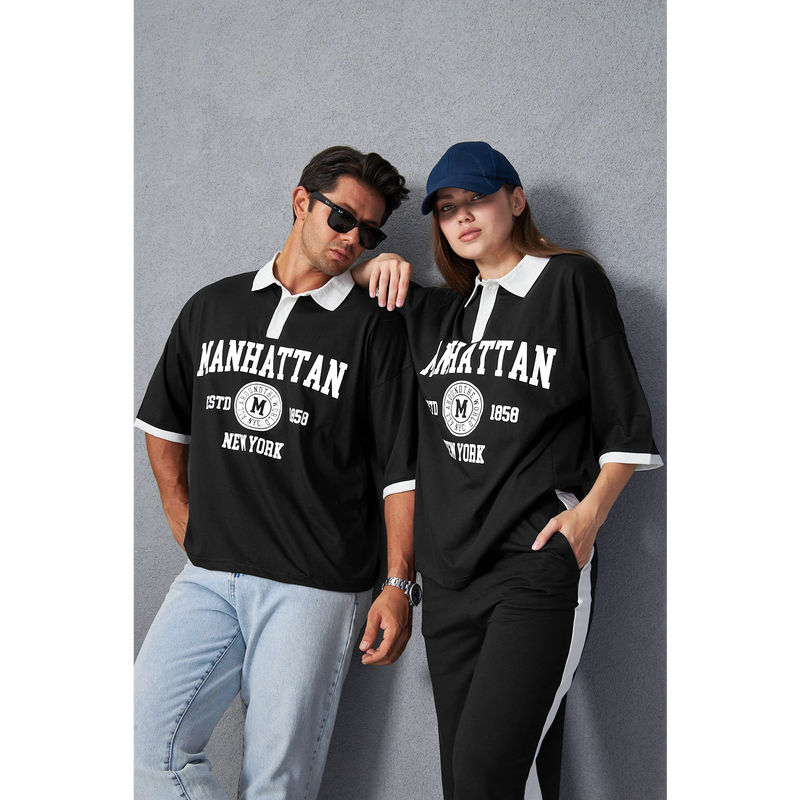 Black Manhattan Unisex Oversized Polo | Montivo Pakistan