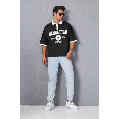 Black Manhattan Unisex Oversized Polo | Montivo Pakistan
