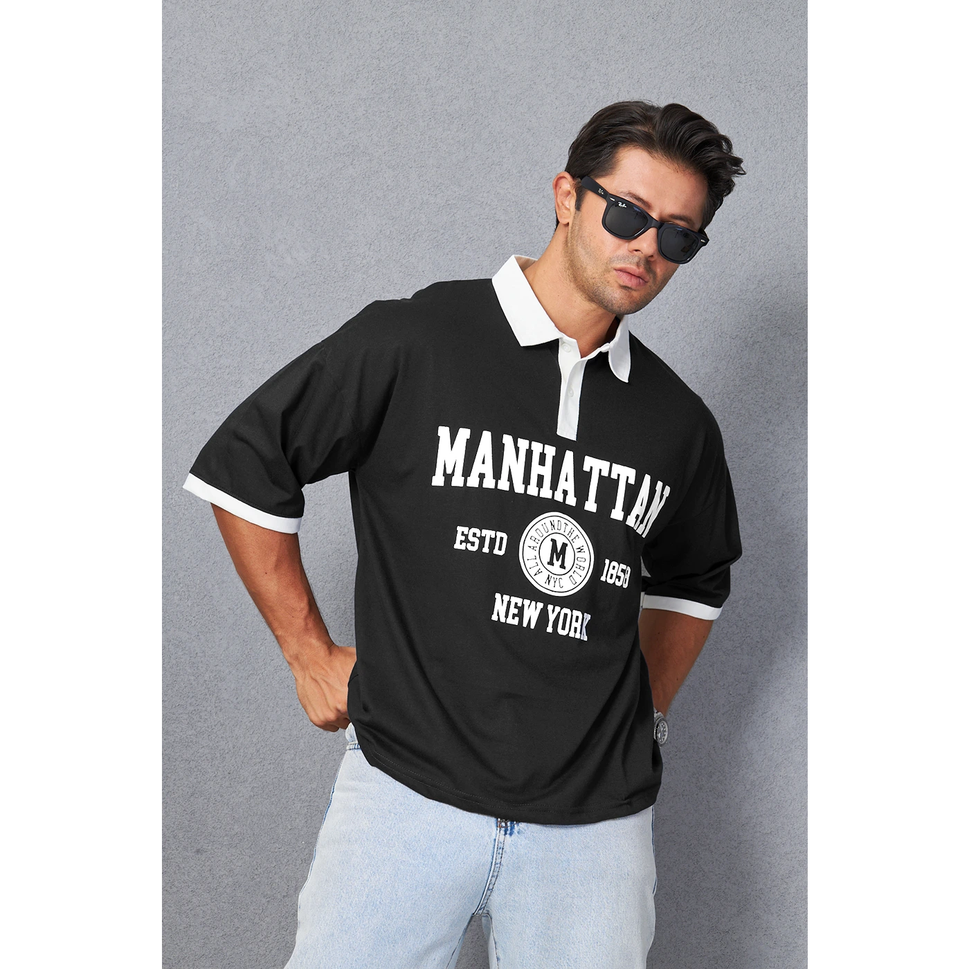 Black Manhattan Unisex Oversized Polo | Montivo Pakistan