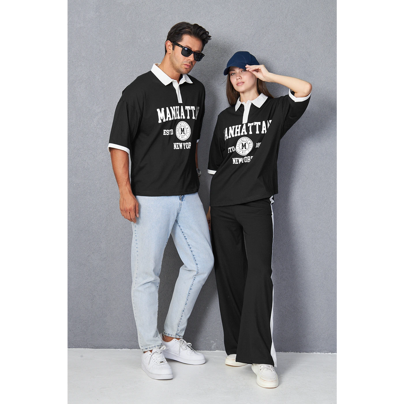 Black Manhattan Unisex Oversized Polo | Montivo Pakistan